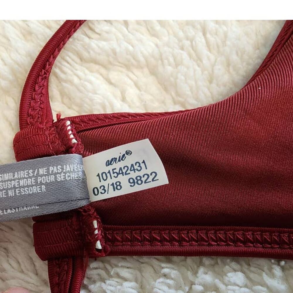 Aerie High Neck Bikini Crop Top Wine Burgundy Size Small - Picture 7 of 11